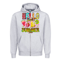 Heather Grey Hello Sweet Summer Time Zipper Hoodie - CowhideDigitalArt