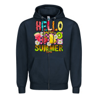 Navy Hello Sweet Summer Time Zipper Hoodie - CowhideDigitalArt