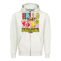 Oatmeal Heather Hello Sweet Summer Time Zipper Hoodie - CowhideDigitalArt