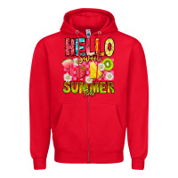 Red Hello Sweet Summer Time Zipper Hoodie - CowhideDigitalArt