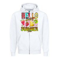 White Hello Sweet Summer Time Zipper Hoodie - CowhideDigitalArt