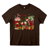 Chocolate Brown Elf Coffee Cups Christmas Heavy Core Tee - BundleAndBundleShop