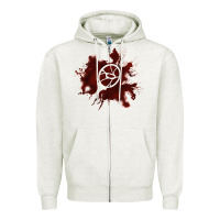 Oatmeal Heather mark of the malkavian Zipper Hoodie - lanVoArt