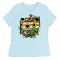 Baby Blue Ohio Map Sunflower Cactus Serape Ladies Tee - RanaPortraitStore