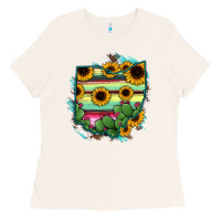 Bone Ohio Map Sunflower Cactus Serape Ladies Tee - RanaPortraitStore