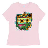 Bubblegum Pink Ohio Map Sunflower Cactus Serape Ladies Tee - RanaPortraitStore
