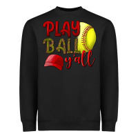 Black Play Ball Y'all Softball Heavyweight Sweatshirt - BundleAndBundleShop