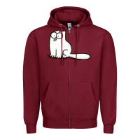 Burgundy simon's cat 1 Zipper Hoodie - lanVoArt