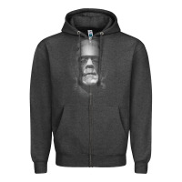 Charcoal Heather frankenstein monster boris karloff face Zipper Hoodie - lanVoArt