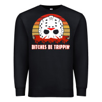 Black Halloween Bitches Be Trippin Jason Mask Premium Sweatshirt - lanVoArt
