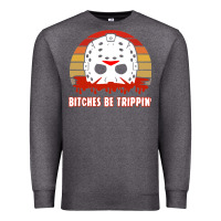 Charcoal Heather Halloween Bitches Be Trippin Jason Mask Premium Sweatshirt - lanVoArt