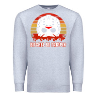 Heather Grey Halloween Bitches Be Trippin Jason Mask Premium Sweatshirt - lanVoArt