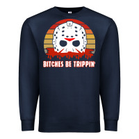 Navy Halloween Bitches Be Trippin Jason Mask Premium Sweatshirt - lanVoArt