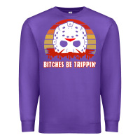 Purple Halloween Bitches Be Trippin Jason Mask Premium Sweatshirt - lanVoArt