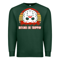 Sports Green Halloween Bitches Be Trippin Jason Mask Premium Sweatshirt - lanVoArt