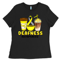 Black deafness awareness coffee cups Ladies Tee - Artiststas
