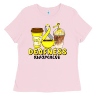 Bubblegum Pink deafness awareness coffee cups Ladies Tee - Artiststas