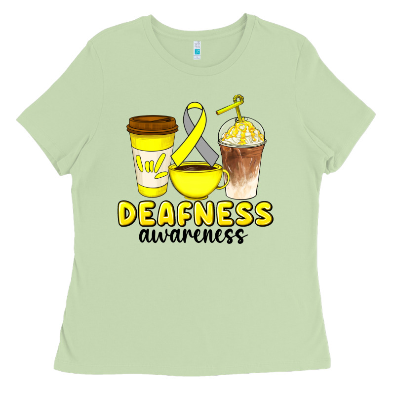 Deafness Awareness Coffee Cups Ladies Tee by Artiststas | Teevron