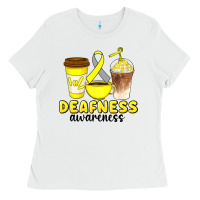 White deafness awareness coffee cups Ladies Tee - Artiststas