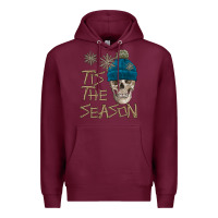 Burgundy skull tis the season winter Premium Hoodie - FaDigitalArtStudio