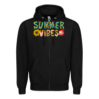 Black Summer Vibes Zipper Hoodie - CowhideDigitalArt