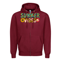 Burgundy Summer Vibes Zipper Hoodie - CowhideDigitalArt
