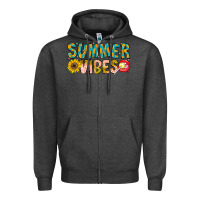 Charcoal Heather Summer Vibes Zipper Hoodie - CowhideDigitalArt