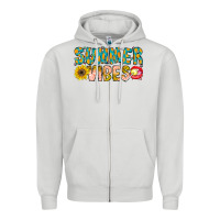 Dove Grey Summer Vibes Zipper Hoodie - CowhideDigitalArt