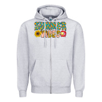 Heather Grey Summer Vibes Zipper Hoodie - CowhideDigitalArt