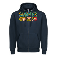 Navy Summer Vibes Zipper Hoodie - CowhideDigitalArt