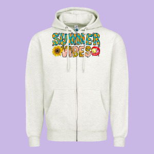 Summer Vibes Zipper Hoodie Designed By Cowhidedigitalart