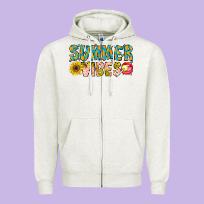 Summer Vibes Zipper Hoodie Designed By Cowhidedigitalart