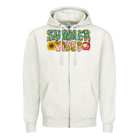 Oatmeal Heather Summer Vibes Zipper Hoodie - CowhideDigitalArt