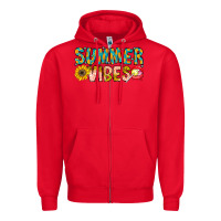 Red Summer Vibes Zipper Hoodie - CowhideDigitalArt