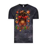 Cloud Black december girl christmas afro messy bun Vintage Tee - texasbilliewilder
