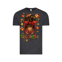 Vintage Black december girl christmas afro messy bun Vintage Tee - texasbilliewilder