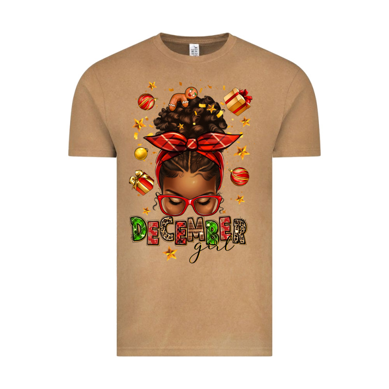 December Girl Christmas Afro Messy Bun Vintage Tee by texasbilliewilder | Teevron