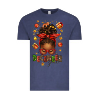 Vintage Denim december girl christmas afro messy bun Vintage Tee - texasbilliewilder