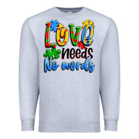 Heather Grey love needs no words Premium Sweatshirt - Artiststas