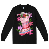 Black pink christmas socks Long Sleeve Tee - CowGirlArtShop