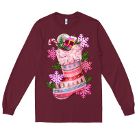 Burgundy pink christmas socks Long Sleeve Tee - CowGirlArtShop