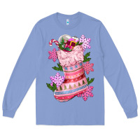 Colony Blue pink christmas socks Long Sleeve Tee - CowGirlArtShop
