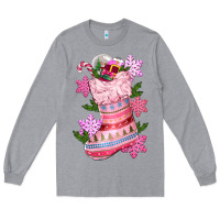 Heather Grey pink christmas socks Long Sleeve Tee - CowGirlArtShop