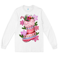 White pink christmas socks Long Sleeve Tee - CowGirlArtShop