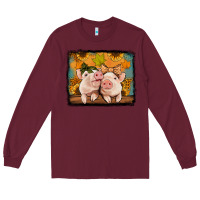 Burgundy fall pigs Long Sleeve Tee - Jasminsmagicworld