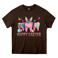 Chocolate Brown Happy Easter Dental And Egg Heavy Core Tee - BundleAndBundleShop