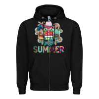 Black Hello Summer Zipper Hoodie - CowhideDigitalArt