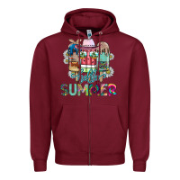 Burgundy Hello Summer Zipper Hoodie - CowhideDigitalArt