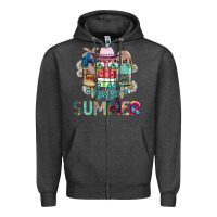 Charcoal Heather Hello Summer Zipper Hoodie - CowhideDigitalArt
