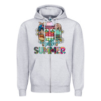 Heather Grey Hello Summer Zipper Hoodie - CowhideDigitalArt